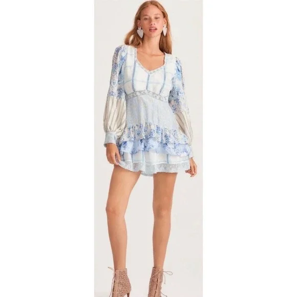 NWT LoveShackFancy Sienne Ocean Spray Mist Silk Mini Dress Size 4 $495